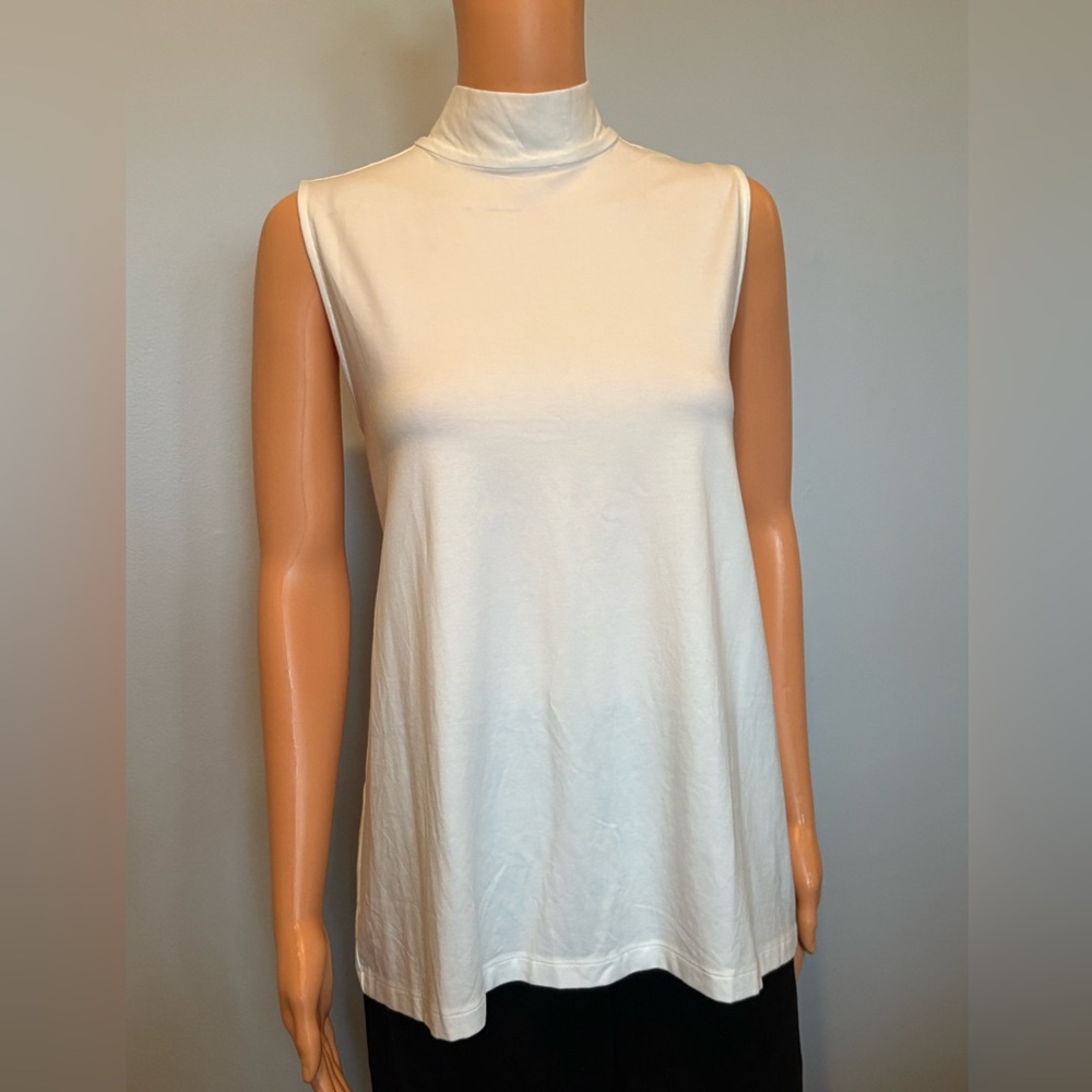Chico's Cream Sleeveless Mock Neck Tank Top